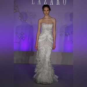 Lazaro 3059 Beaded Embellished Art Deco Wedding Gown Size 14